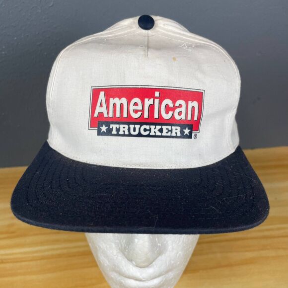 LitePro American Trucker Men's Hat Beige Navy Blue Snapback Cap Casual Outdoor - Picture 2 of 10